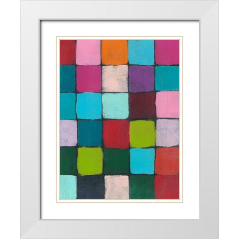 Colorful Harmony I White Modern Wood Framed Art Print with Double Matting by Moore, Regina