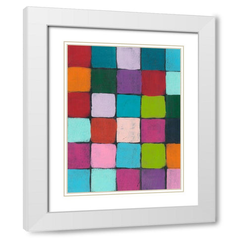 Colorful Harmony II White Modern Wood Framed Art Print with Double Matting by Moore, Regina