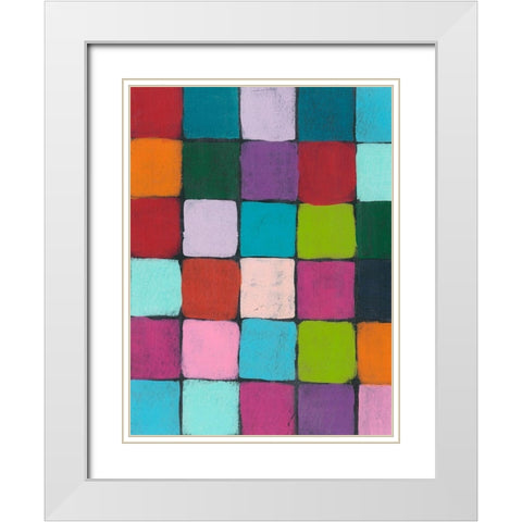 Colorful Harmony II White Modern Wood Framed Art Print with Double Matting by Moore, Regina