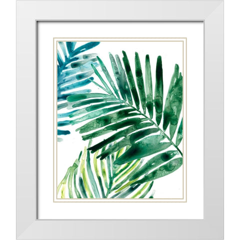 Tropical Leaf Medley II White Modern Wood Framed Art Print with Double Matting by Vess, June Erica