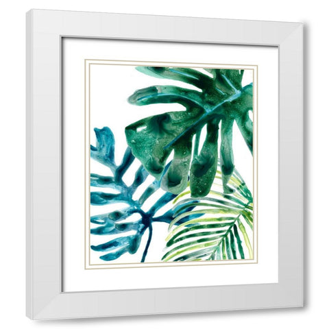 Tropical Leaf Medley III White Modern Wood Framed Art Print with Double Matting by Vess, June Erica