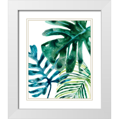 Tropical Leaf Medley III White Modern Wood Framed Art Print with Double Matting by Vess, June Erica