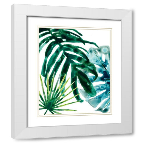 Tropical Leaf Medley IV White Modern Wood Framed Art Print with Double Matting by Vess, June Erica