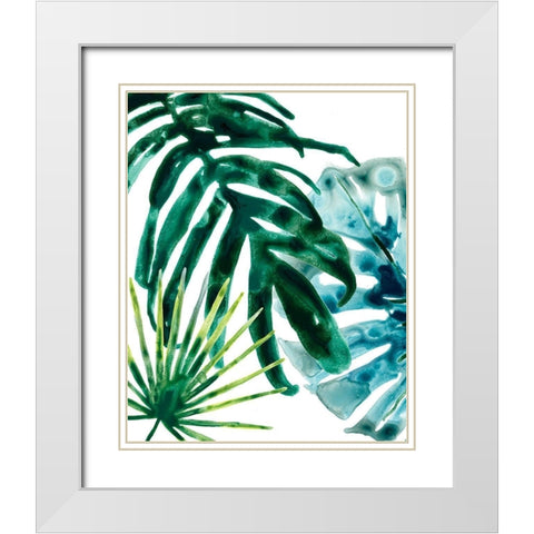 Tropical Leaf Medley IV White Modern Wood Framed Art Print with Double Matting by Vess, June Erica