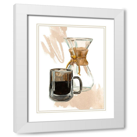 Morning Coffee I White Modern Wood Framed Art Print with Double Matting by Wang, Melissa