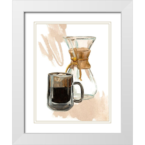 Morning Coffee I White Modern Wood Framed Art Print with Double Matting by Wang, Melissa