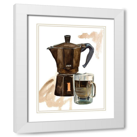 Morning Coffee III White Modern Wood Framed Art Print with Double Matting by Wang, Melissa