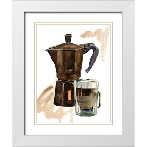 Morning Coffee III White Modern Wood Framed Art Print with Double Matting by Wang, Melissa
