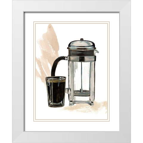 Morning Coffee IV White Modern Wood Framed Art Print with Double Matting by Wang, Melissa