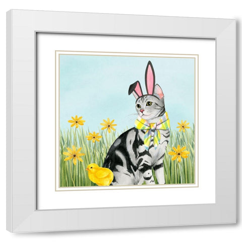 Easter Cats III White Modern Wood Framed Art Print with Double Matting by Popp, Grace