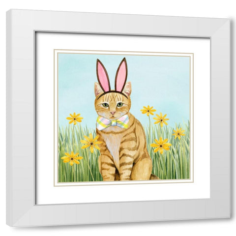 Easter Cats IV White Modern Wood Framed Art Print with Double Matting by Popp, Grace