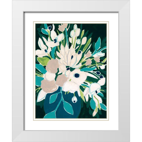 Blue Bloom Sketch I White Modern Wood Framed Art Print with Double Matting by Vess, June Erica