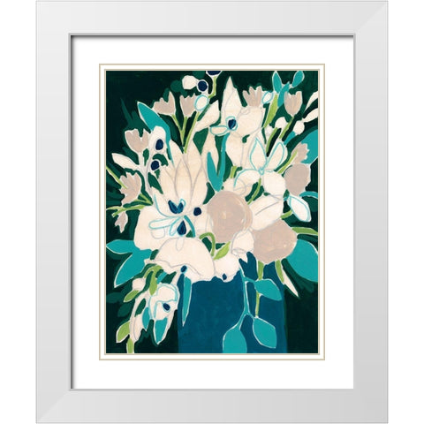 Blue Bloom Sketch II White Modern Wood Framed Art Print with Double Matting by Vess, June Erica