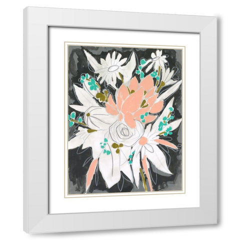 Charcoal Bouquet I White Modern Wood Framed Art Print with Double Matting by Vess, June Erica