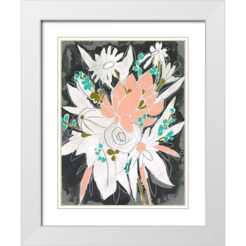 Charcoal Bouquet I White Modern Wood Framed Art Print with Double Matting by Vess, June Erica
