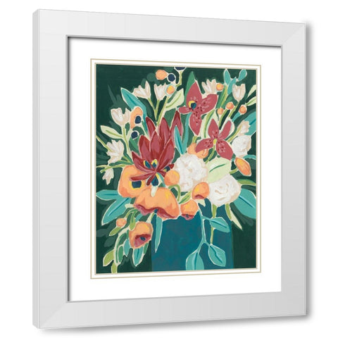 Blissful Bouquet II White Modern Wood Framed Art Print with Double Matting by Vess, June Erica