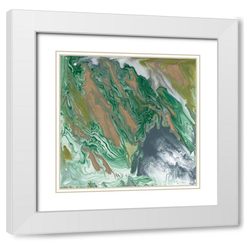 Verdant Swirl I White Modern Wood Framed Art Print with Double Matting by Studio W