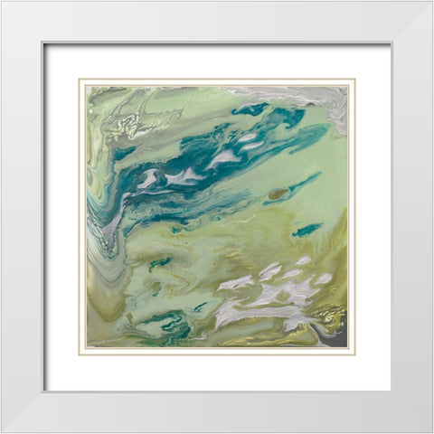 Verdant Swirl II White Modern Wood Framed Art Print with Double Matting by Studio W