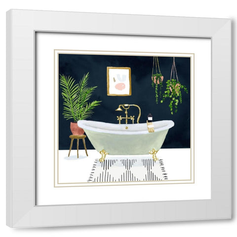 Boho Bath I White Modern Wood Framed Art Print with Double Matting by Borges, Victoria