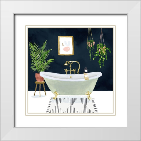 Boho Bath I White Modern Wood Framed Art Print with Double Matting by Borges, Victoria