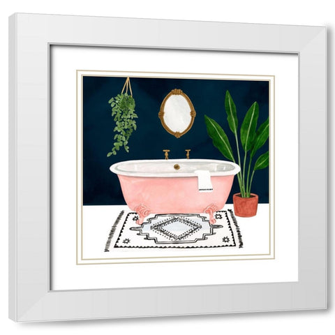 Boho Bath II White Modern Wood Framed Art Print with Double Matting by Borges, Victoria