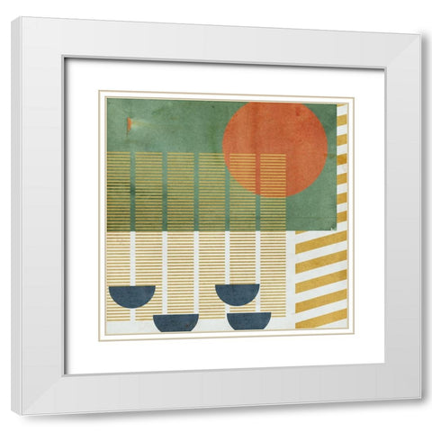 Soleil Rouge I White Modern Wood Framed Art Print with Double Matting by Wang, Melissa