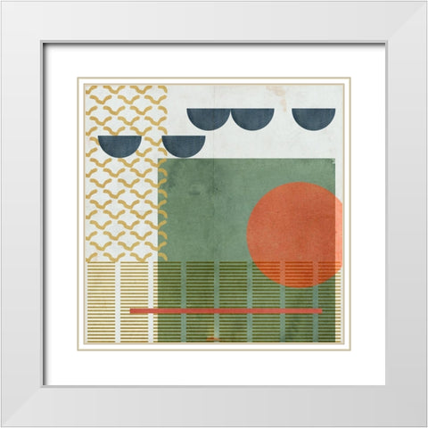 Soleil Rouge III White Modern Wood Framed Art Print with Double Matting by Wang, Melissa