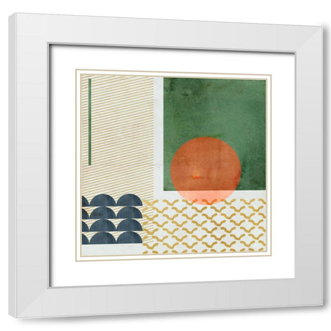Soleil Rouge V White Modern Wood Framed Art Print with Double Matting by Wang, Melissa