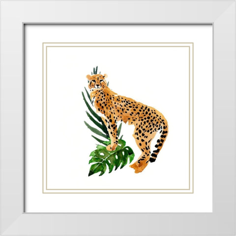 Cheetah Outlook II White Modern Wood Framed Art Print with Double Matting by Warren, Annie