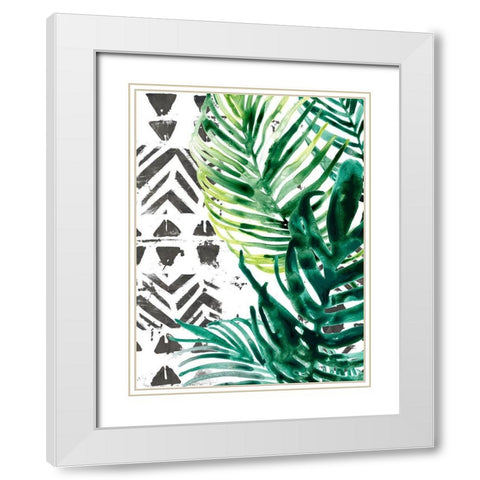 Palm Pattern I White Modern Wood Framed Art Print with Double Matting by Vess, June Erica