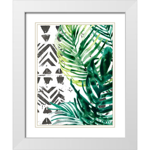 Palm Pattern I White Modern Wood Framed Art Print with Double Matting by Vess, June Erica