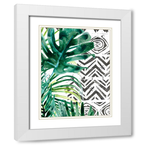 Palm Pattern II White Modern Wood Framed Art Print with Double Matting by Vess, June Erica