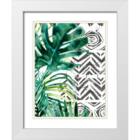 Palm Pattern II White Modern Wood Framed Art Print with Double Matting by Vess, June Erica
