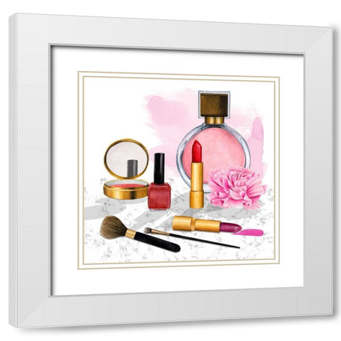Makeup Counter II White Modern Wood Framed Art Print with Double Matting by Popp, Grace