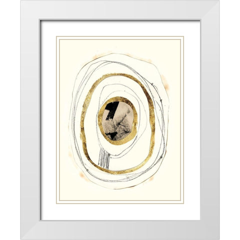 Paper, Gold and Smoke II White Modern Wood Framed Art Print with Double Matting by Goldberger, Jennifer