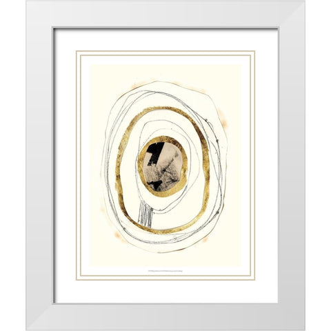 Paper, Gold and Smoke II White Modern Wood Framed Art Print with Double Matting by Goldberger, Jennifer