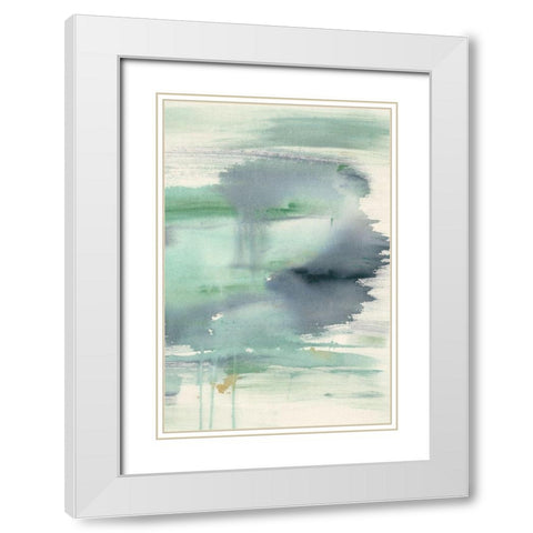 Feather Blue Horizon II White Modern Wood Framed Art Print with Double Matting by Goldberger, Jennifer