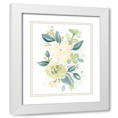Spring Greens II White Modern Wood Framed Art Print with Double Matting by Vess, June Erica