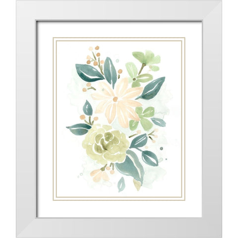 Spring Greens II White Modern Wood Framed Art Print with Double Matting by Vess, June Erica