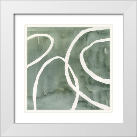 Moss Swirl I White Modern Wood Framed Art Print with Double Matting by Warren, Annie