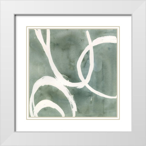 Moss Swirl II White Modern Wood Framed Art Print with Double Matting by Warren, Annie