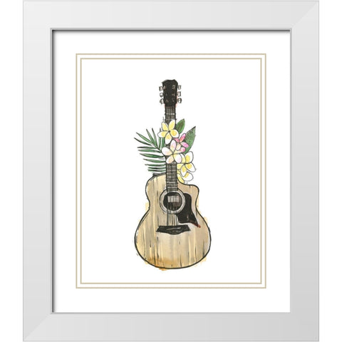 Guitar Foliage I White Modern Wood Framed Art Print with Double Matting by Warren, Annie