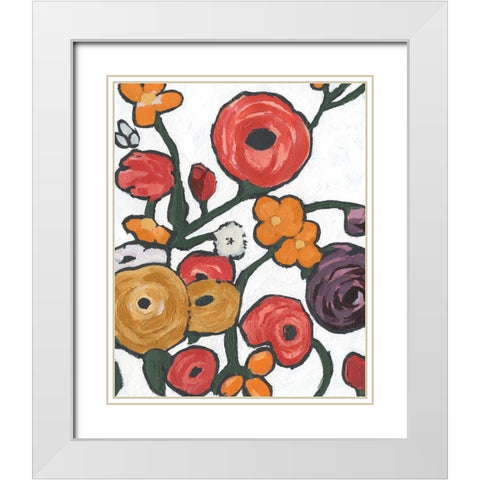 Stretching Blooms I White Modern Wood Framed Art Print with Double Matting by Warren, Annie