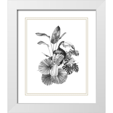 Toucan Toile II White Modern Wood Framed Art Print with Double Matting by Scarvey, Emma