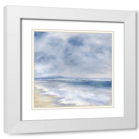 Waters Edge White Modern Wood Framed Art Print with Double Matting by Keusder, Danusia
