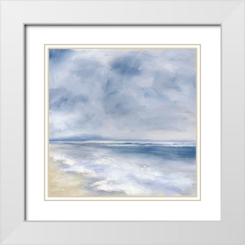 Waters Edge White Modern Wood Framed Art Print with Double Matting by Keusder, Danusia