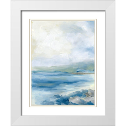 Rocky Shoreline White Modern Wood Framed Art Print with Double Matting by Keusder, Danusia