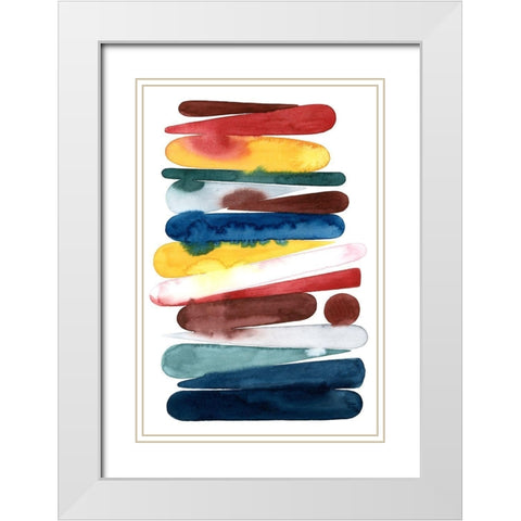 Rainbow Strata I White Modern Wood Framed Art Print with Double Matting by Popp, Grace
