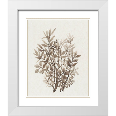 Leaf Arrangement IV White Modern Wood Framed Art Print with Double Matting by OToole, Tim