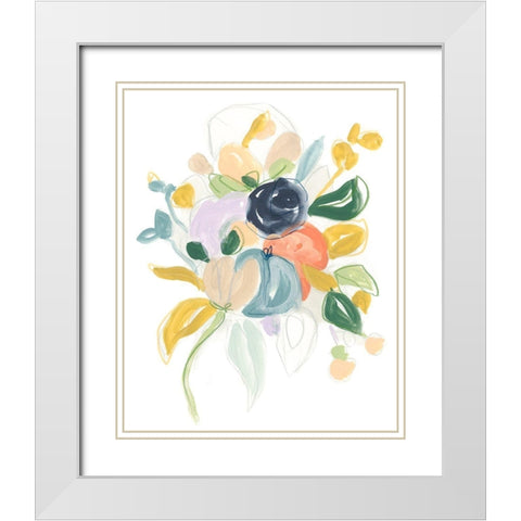 Bijoux Bouquet I White Modern Wood Framed Art Print with Double Matting by Vess, June Erica